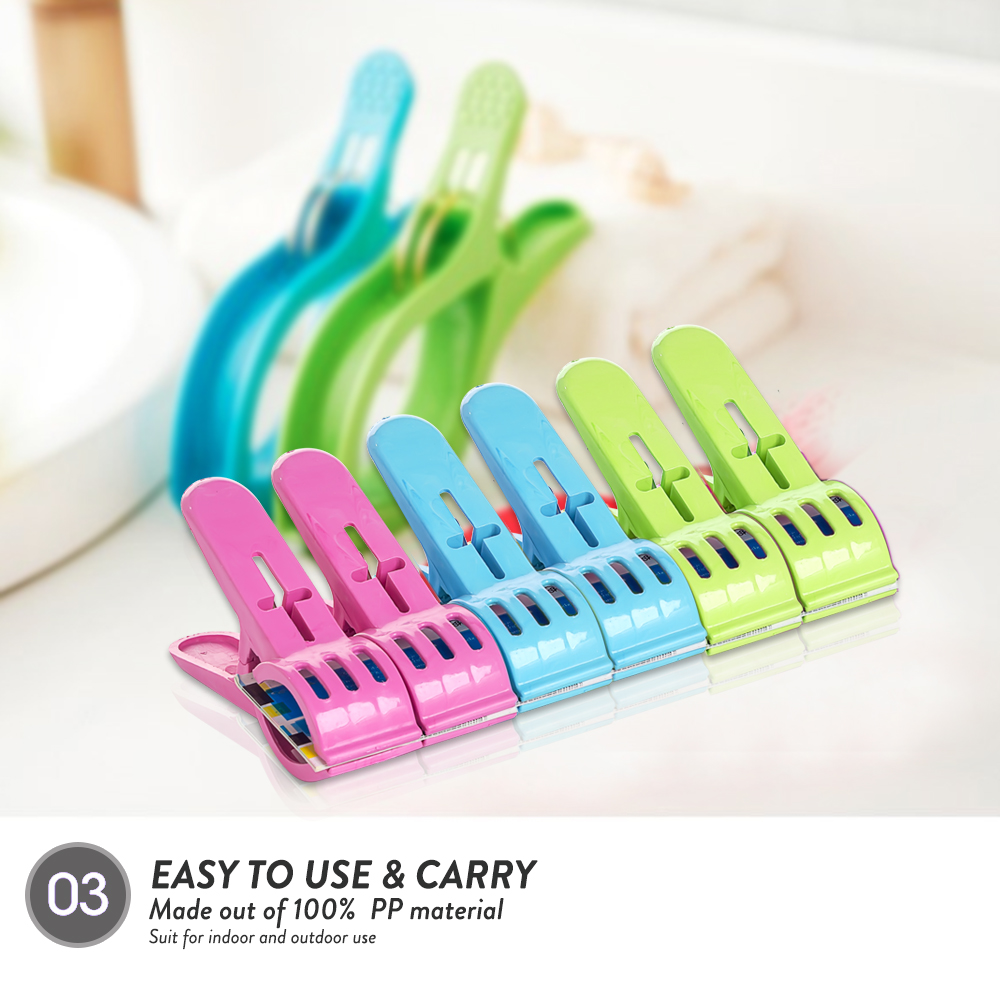 Elianware 6 Pcs Multicolor Clothes Towel Blanket Large Pegs