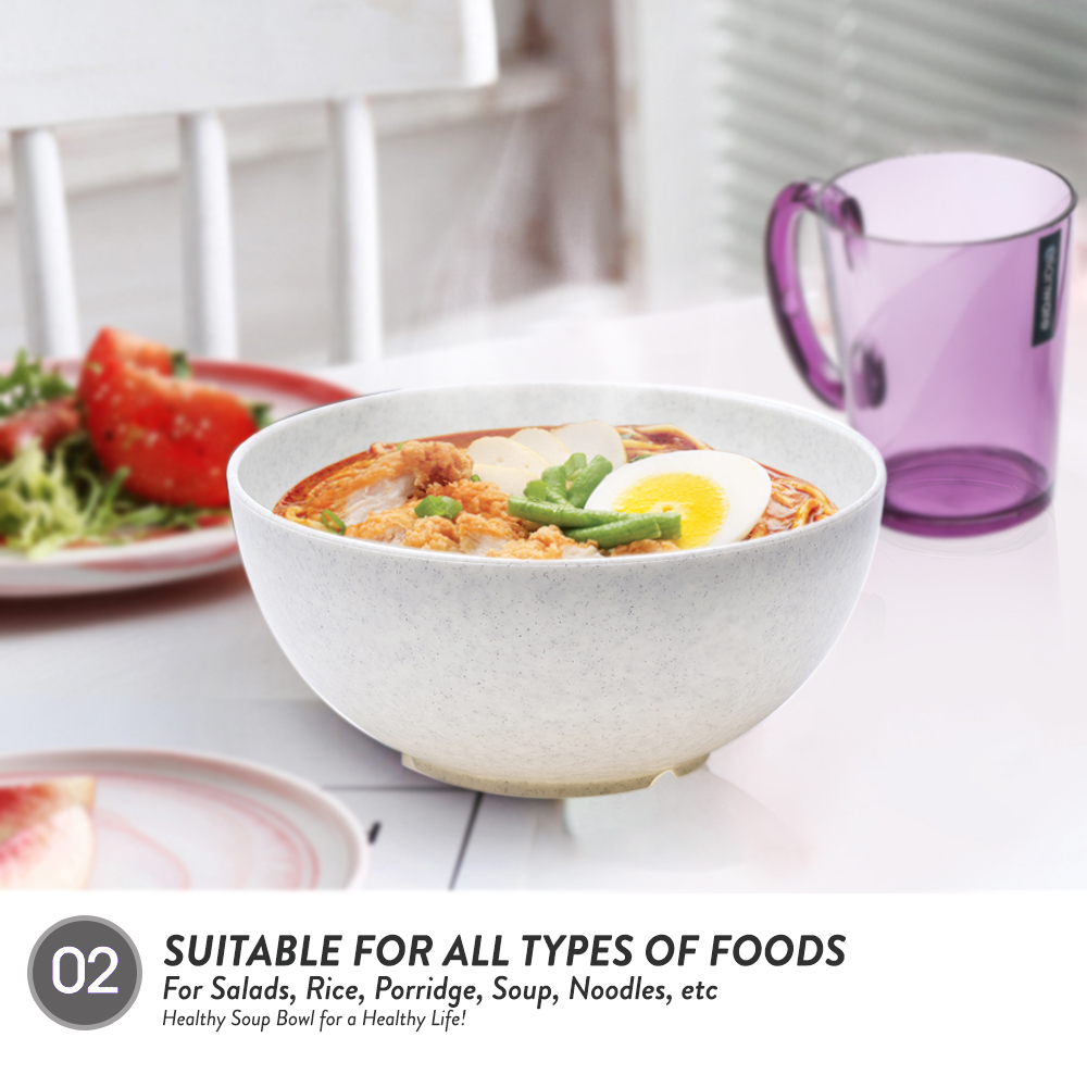 Elianware 7’' Marble Dining Bowl (6 Pcs Set) Big Soup Noodle Mangkuk Bowl