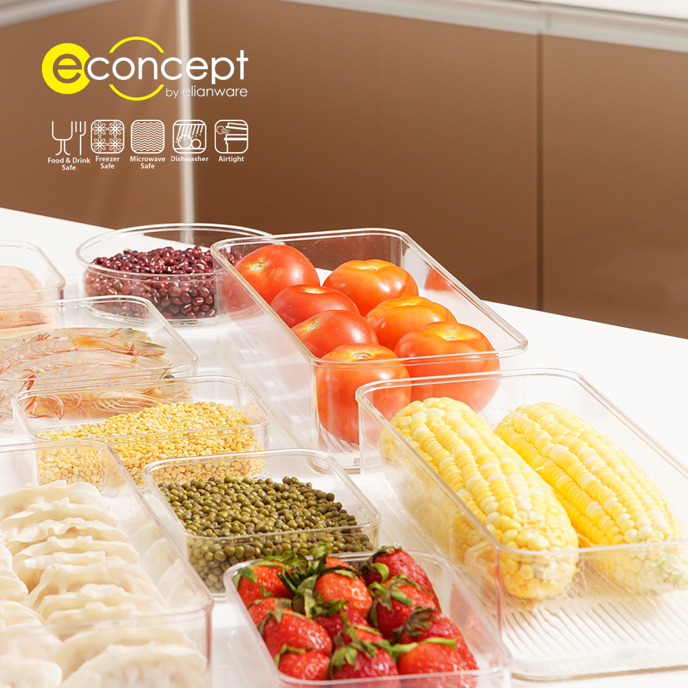 Elianware E-Concept (420ml) Round Acrylic BPA FREE Microwavable Kitchen Fridge Freezer Organizer