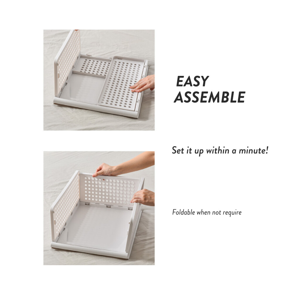 Elianware Foldable Stackable Shelf Storage Organizer Wardrobe Basket Storage Box Drawer Rak Baju