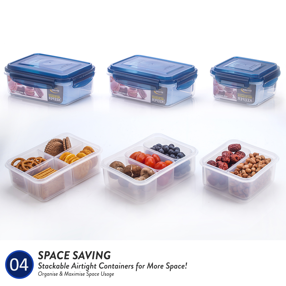 Elianware Ezy-Lock Compartments Microwavable 100% Airtight Food Containers