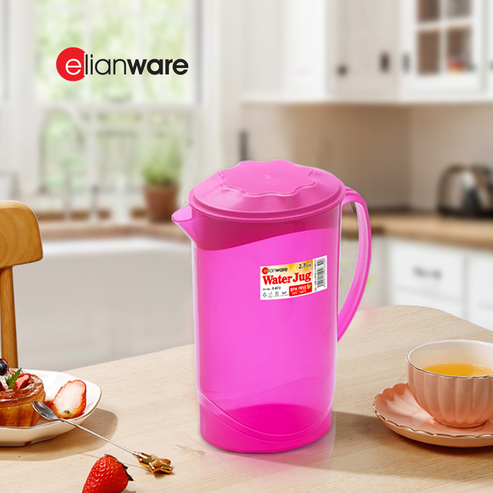 Elianware 2.7Ltr BPA Free Transparent Water Jug Bekas Air Minuman & Drinking Cawan Set
