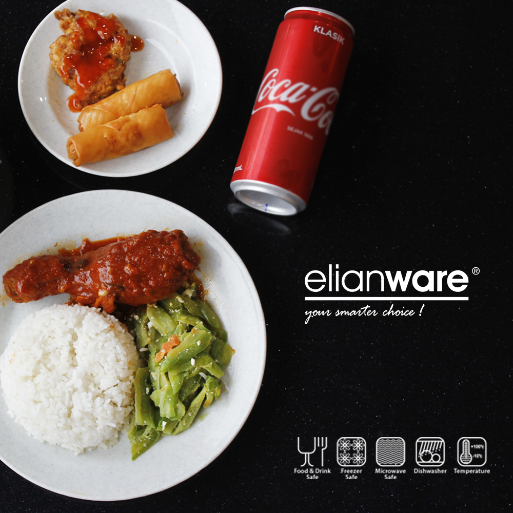 Elianware 30 Pcs Marble Design Dinnerware Set (9" & 6") [FREE 12 Pcs Bowls]