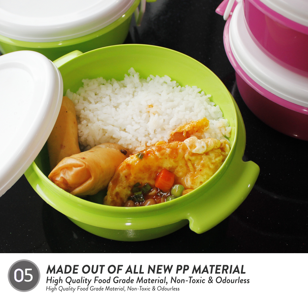 Elianware 3 Layer Tier Microwaveable [BPA FREE] Tiffin Food Carrier Lunch Box with Cariolier