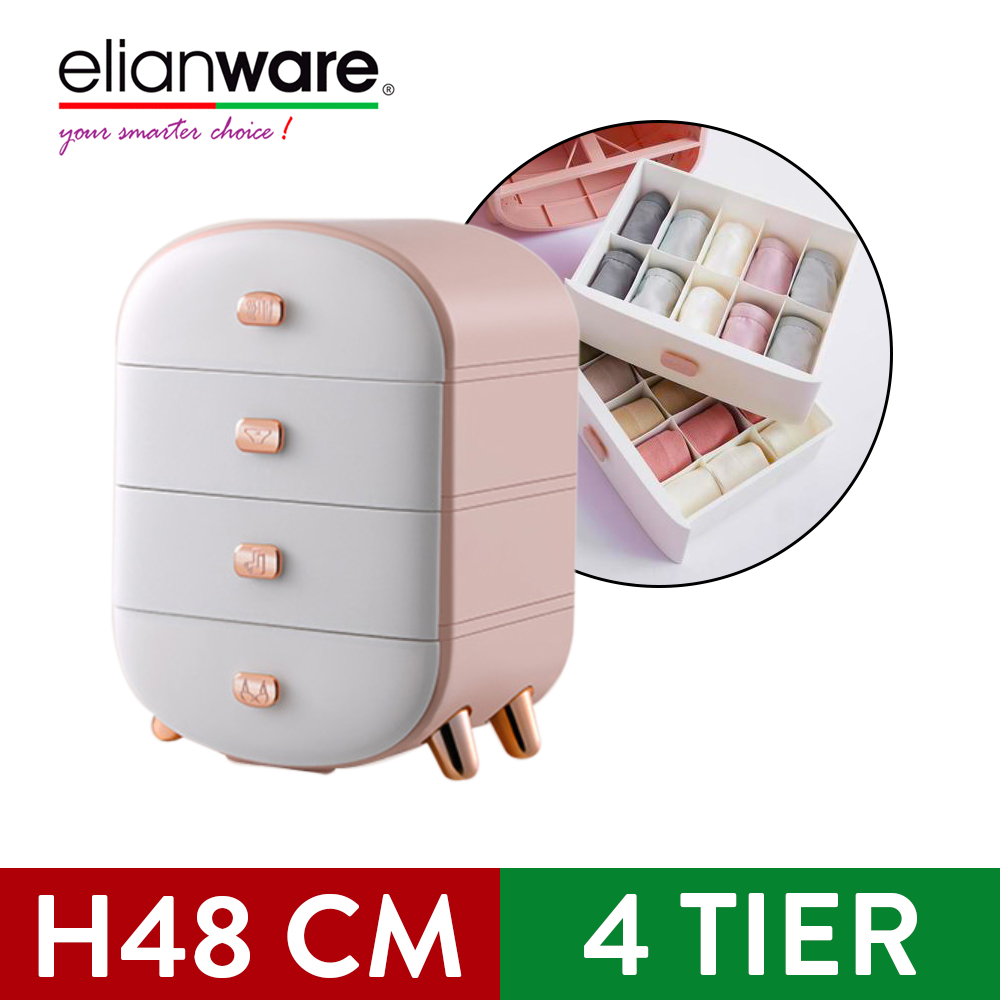 Elianware 4 Layer Cabinet Bra Socks Panties Drawer Storage Box Organizer Wardrobe Clothes