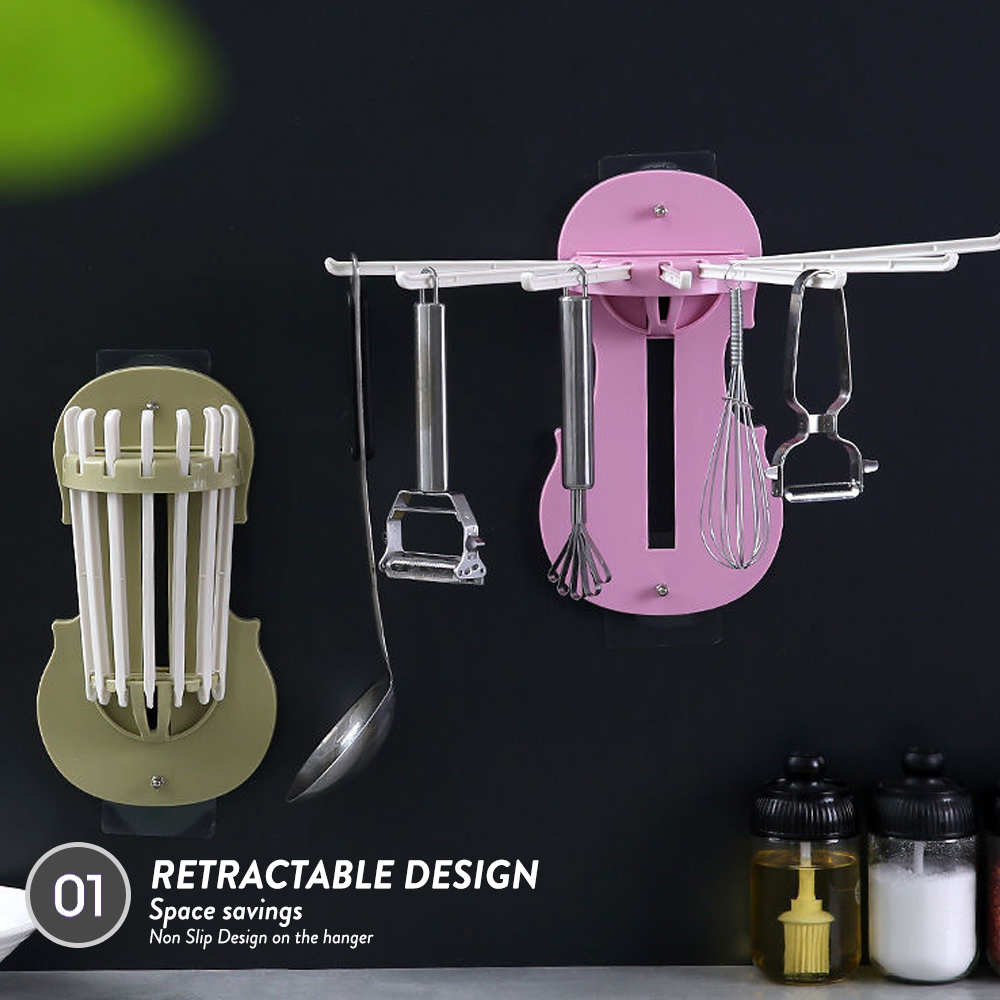 Elianware 7 in 1 Wall Clothes Octopus Hanger Kitchen Utensils Holder Penyangkut Tuala Tudung