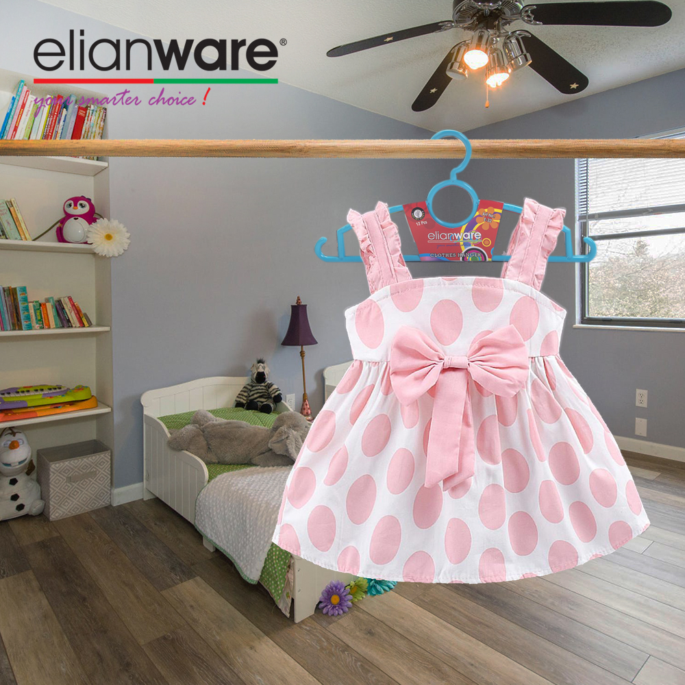 Elianware 12 Pcs Set Multicolour Penyangkut Baju Kids Hanger Clothes