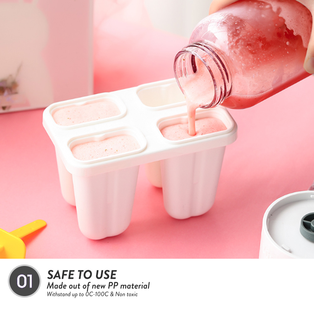 Elianware 4 Cells Homemade Multicolor Ice Cream Mould Ice Maker