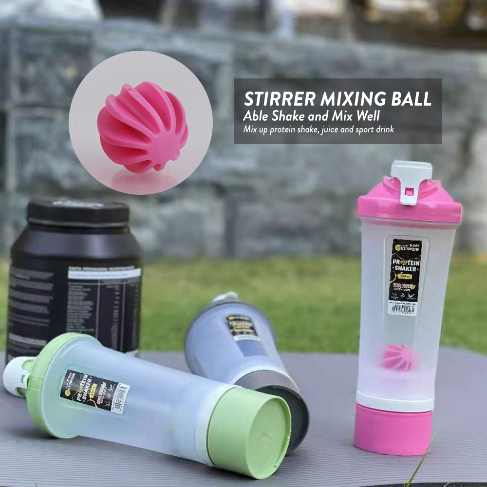 Elianware [2 in 1] Protein Powder Container Shaker Bottle Blender with Mixing Ball (530ml)