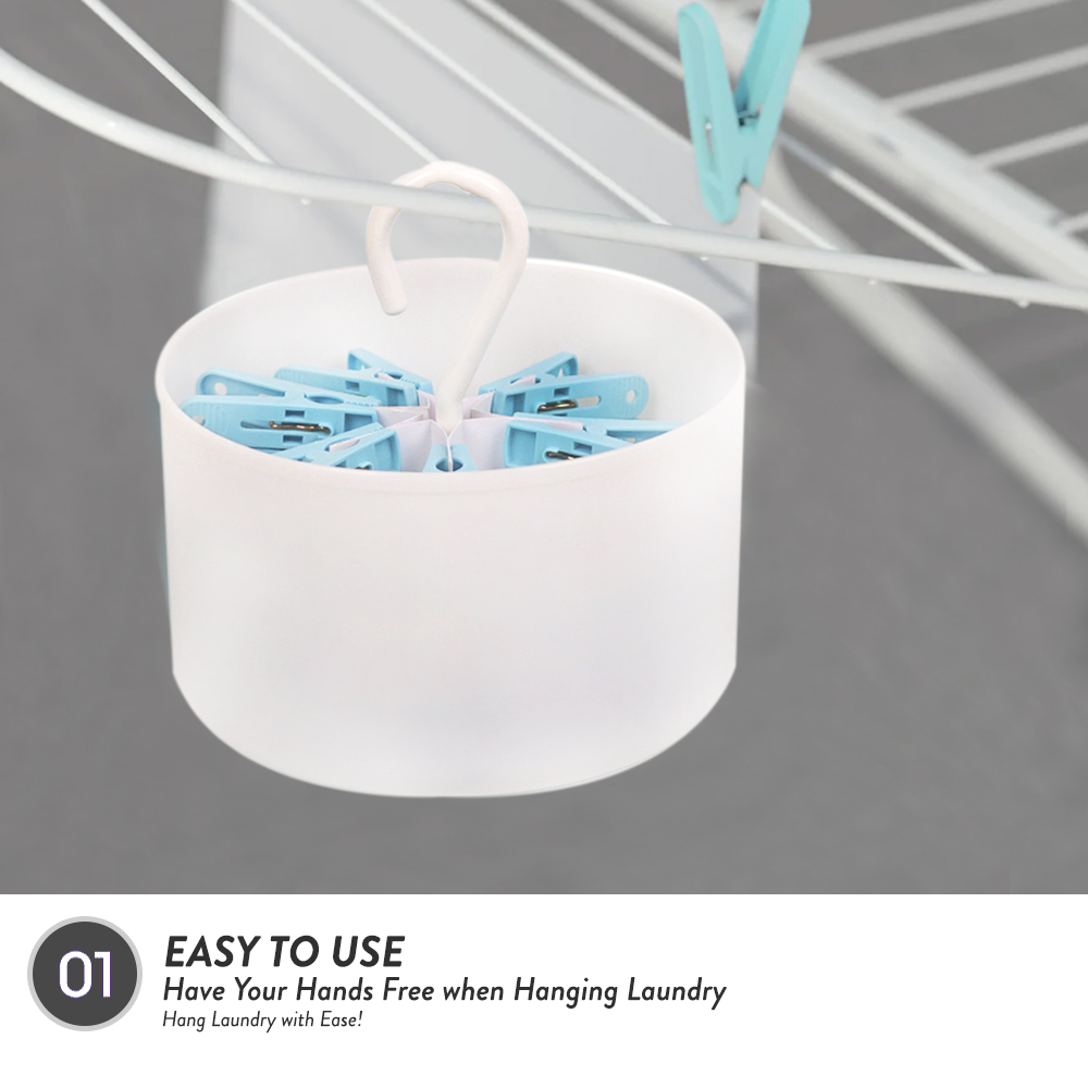Elianware Stylish Peg Basket with 30 Pcs Clothes Pegs Penyepit Baju