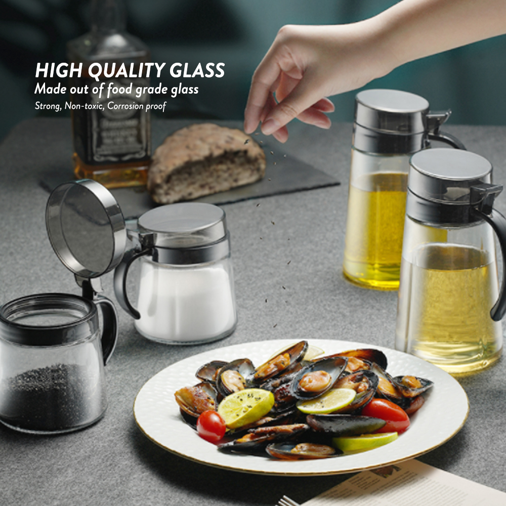 Elianware 600ml Kitchen Glass Cooking Oil Jar Sauce Bottle Dispenser