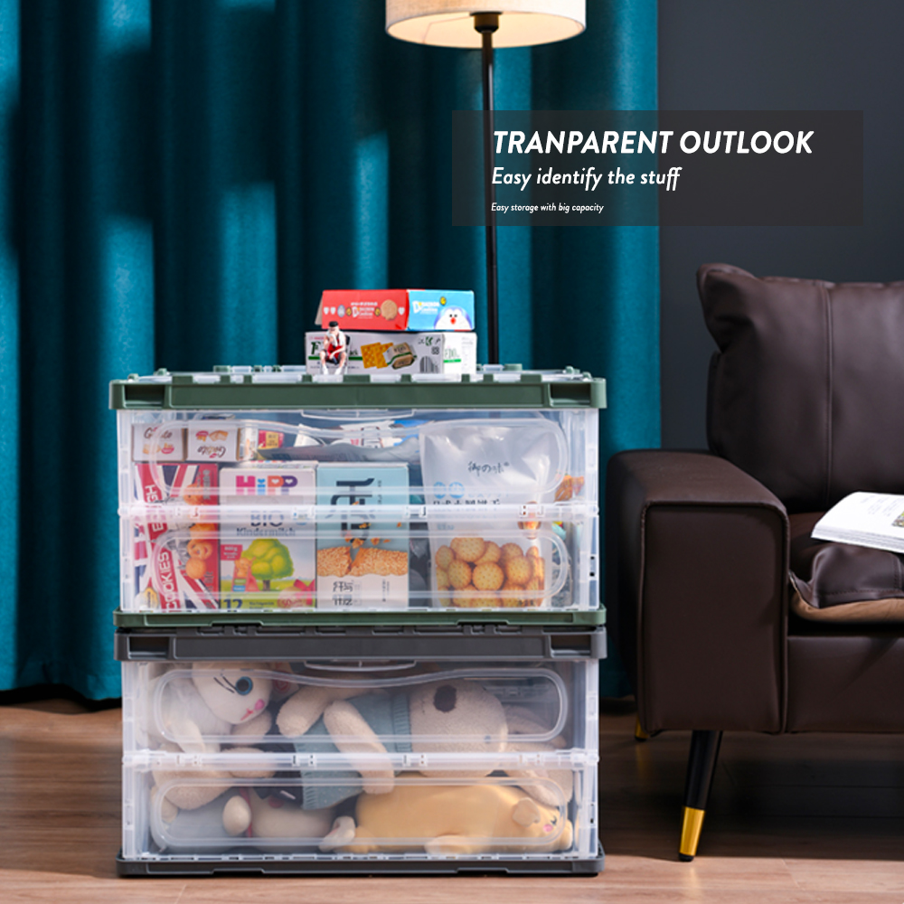 Elianware Foldable Storage Box Multipurpose Easy Lock Large Transparent Stackable Drawer Wardrobe Organizer