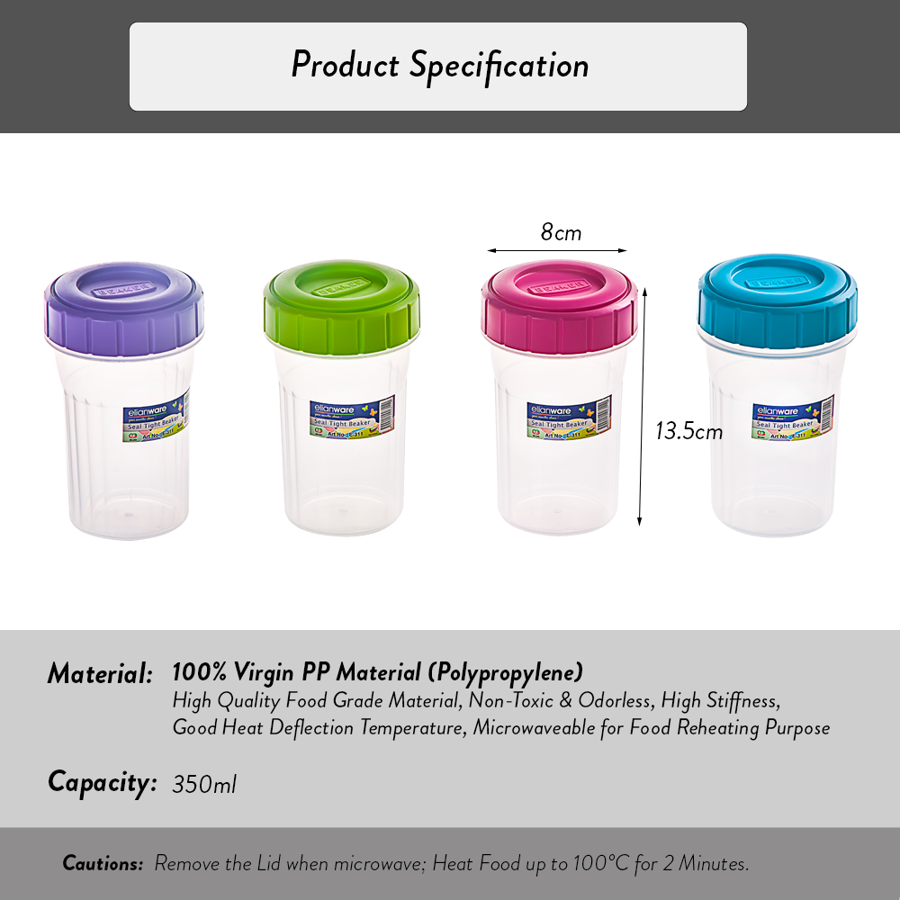 [Carton Deal] Elianware BPA Free 350ml Shaker Blender Container (350ml x 240Pcs)