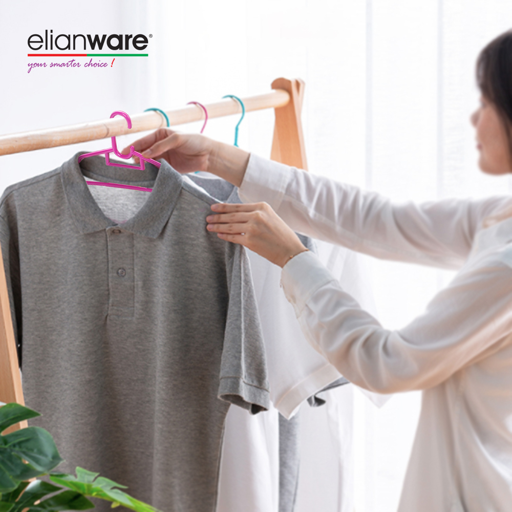 Elianware 6Pcs Value-Pack Durable Clothes Hanger [ FREE 10Pcs Pegs ] Penyangkut Baju