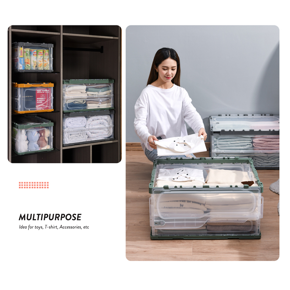 Elianware Foldable Storage Box Multipurpose Easy Lock Large Transparent Stackable Drawer Wardrobe Organizer