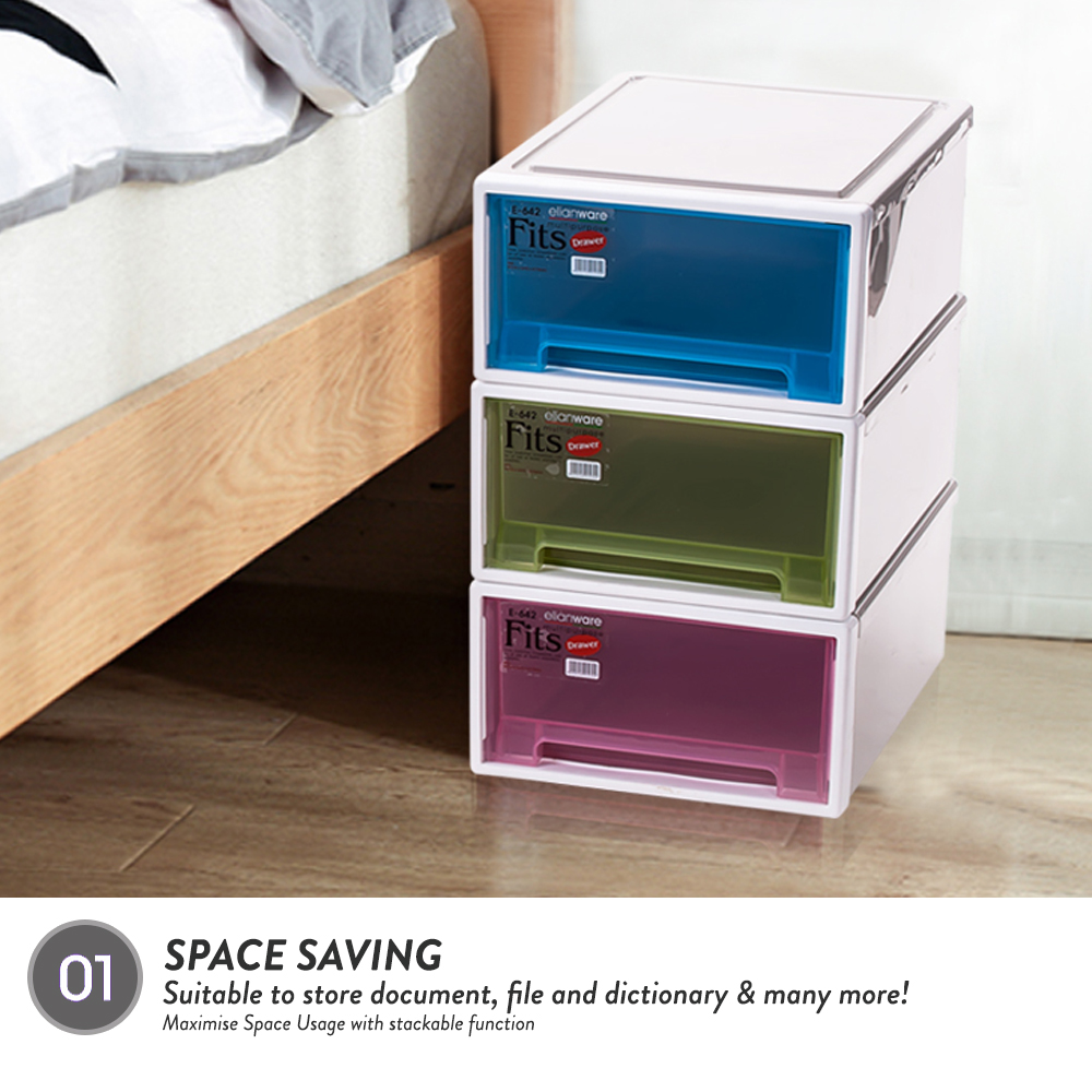 [Carton Deal] Elianware Signature Large Stackable Drawer Storage Box( 4 Pcs)