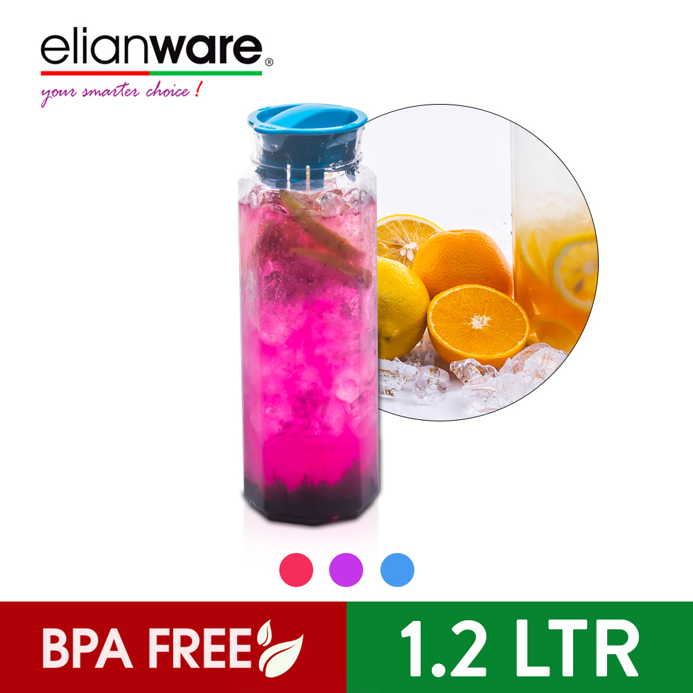 Elianware BPA Free Glass-Like Transparent Clear Water Jug with Twistable Cover (1.2Ltr)