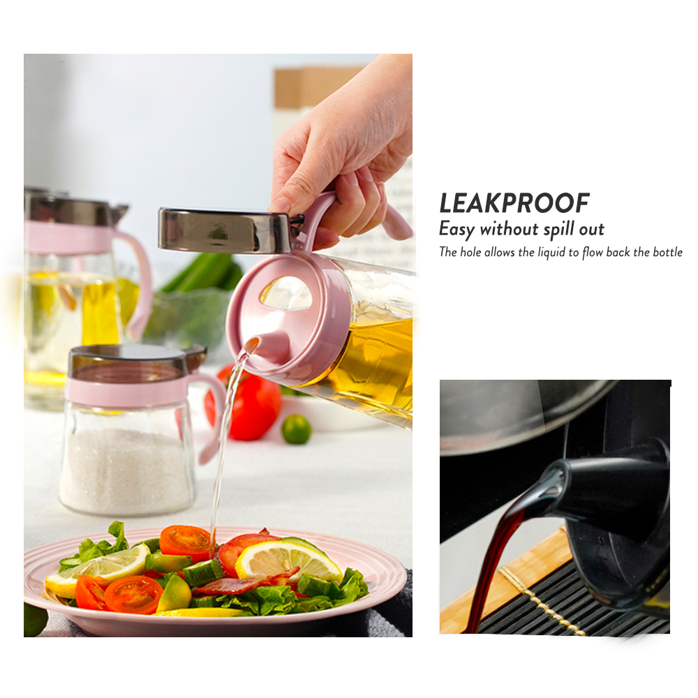 Elianware 600ml Kitchen Glass Cooking Oil Jar Sauce Bottle Dispenser