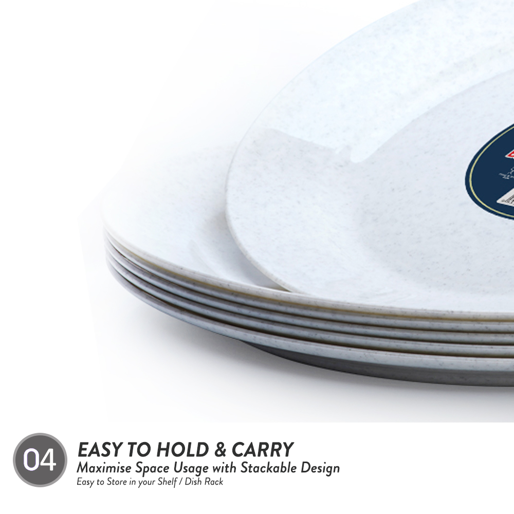 Elianware 9’' Marble (6 Pcs Set) Dining Rice Pinggan Plate