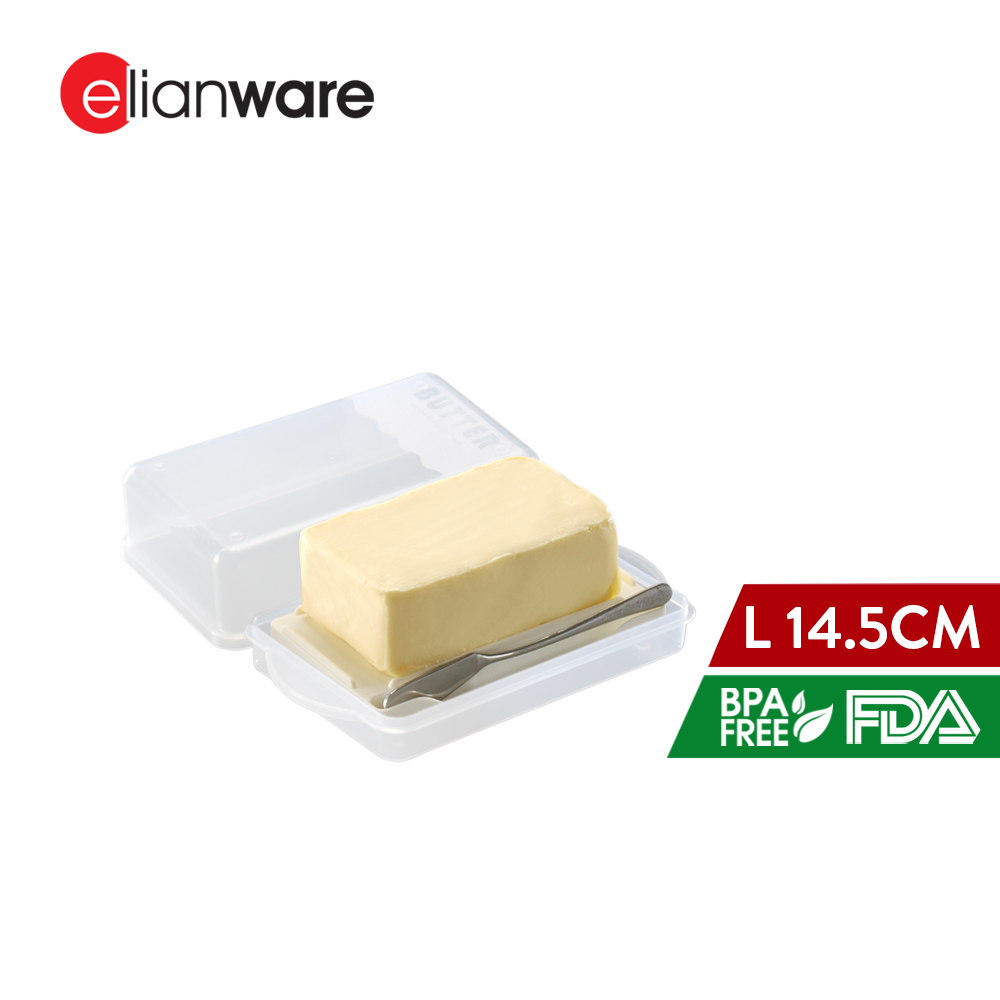 Elianware Transparent Butter Case Keeper Storage with Cover [FREE Butter Knife]