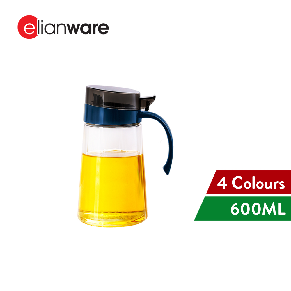 Elianware 600ml Kitchen Glass Cooking Oil Jar Sauce Bottle Dispenser