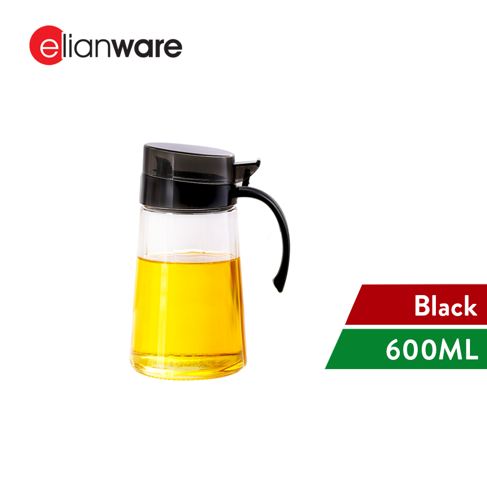 Elianware 600ml Kitchen Glass Cooking Oil Jar Sauce Bottle Dispenser