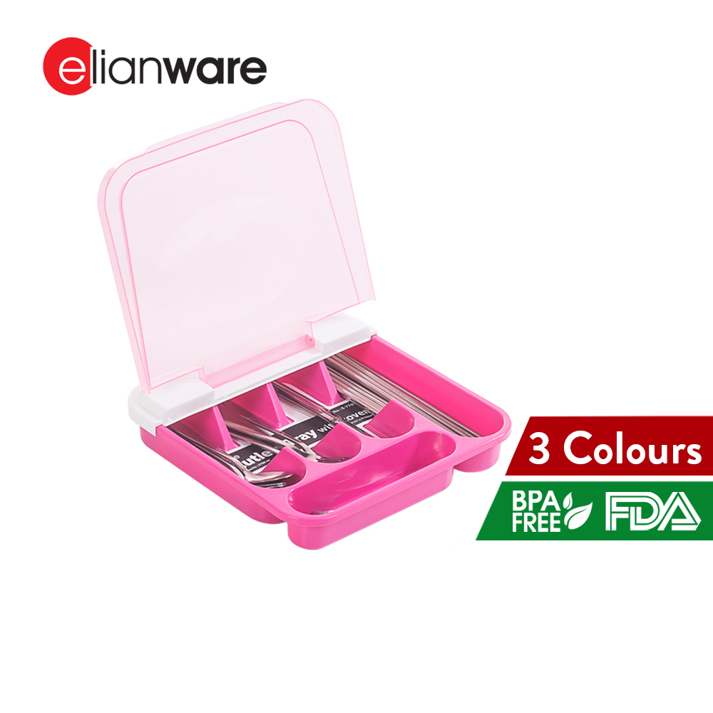 Elianware BPA Free Dust Free Cutlery Tray With Cover