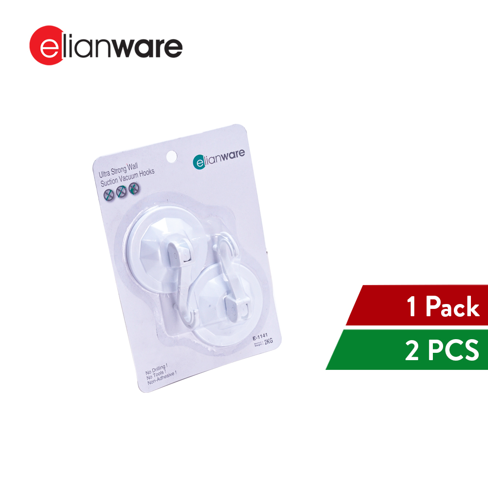 Elianware 2pcs Strong Wall Vacuum Hooks Heavy 2kg Weight Kitchen Bathroom Hanger