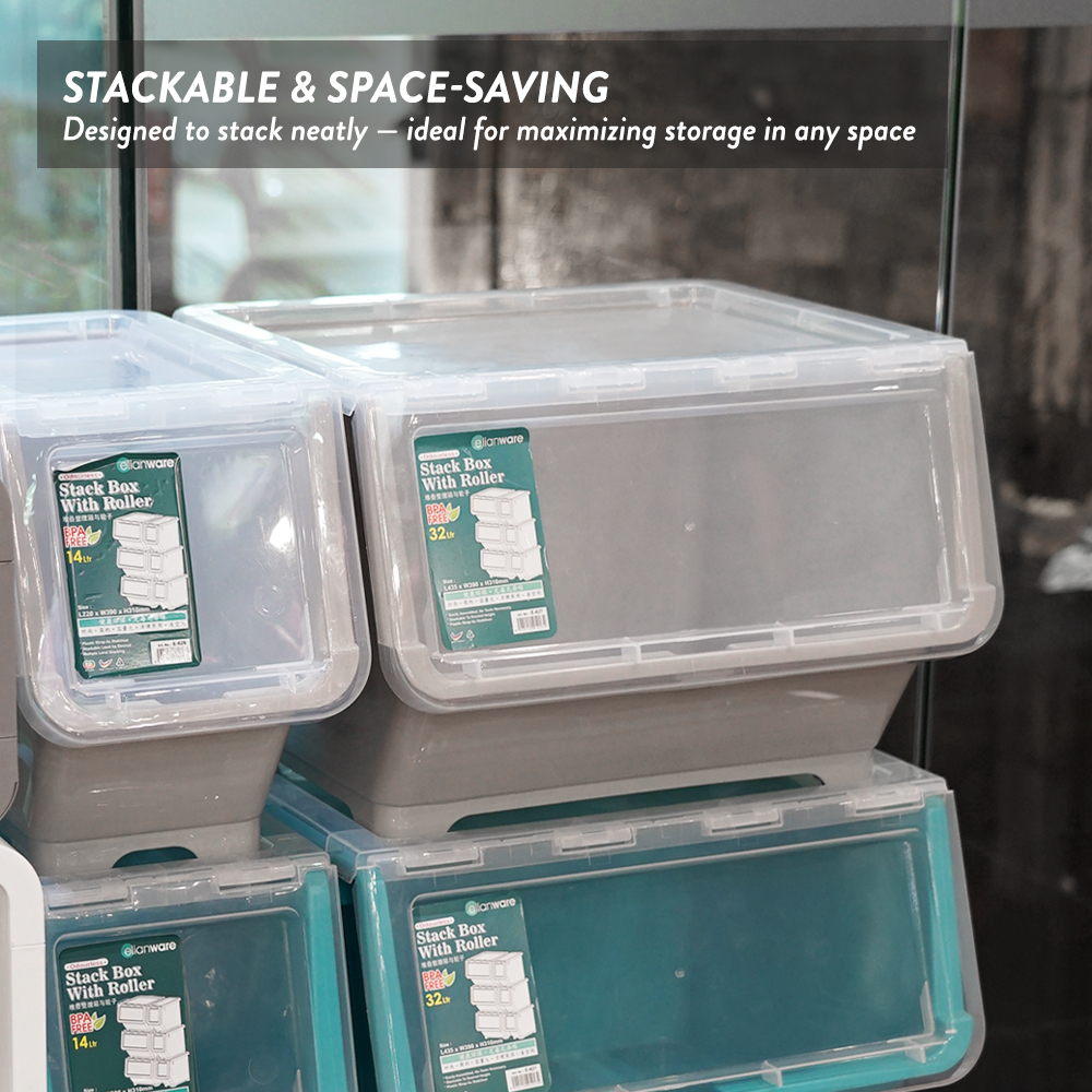 Elianware 14Ltr Stackable Storage Box Drawer Cabinet with Roller (1Pc/3Pcs)
