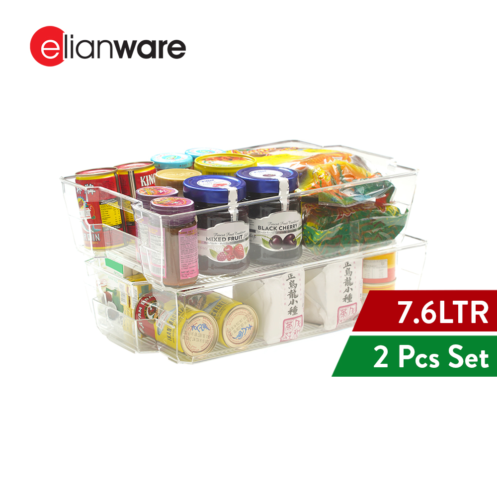 Elianware E-Concept BPA FREE Stackable Wide Drawer with Handle Fridge & Freezer Organizer (22cm)