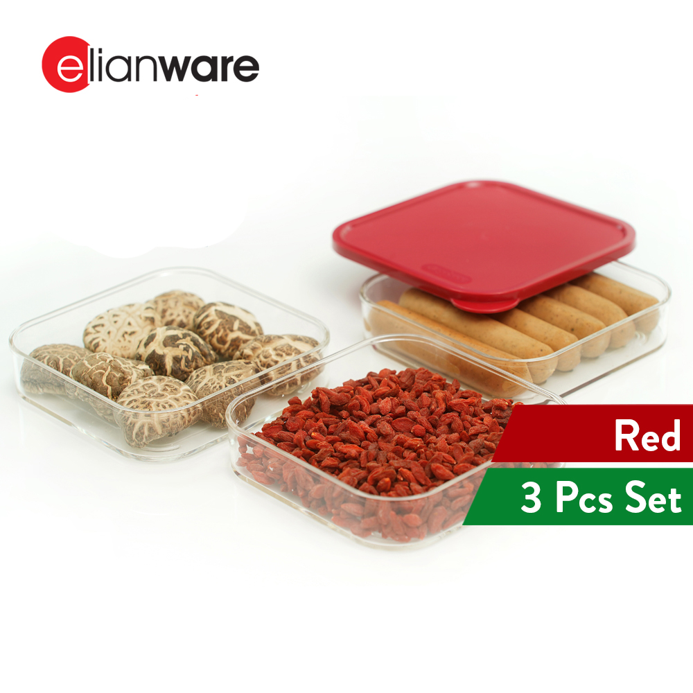 Elianware E-Concept (550ml) Square Acrylic BPA FREE Microwavable Kitchen Fridge Freezer Organizer