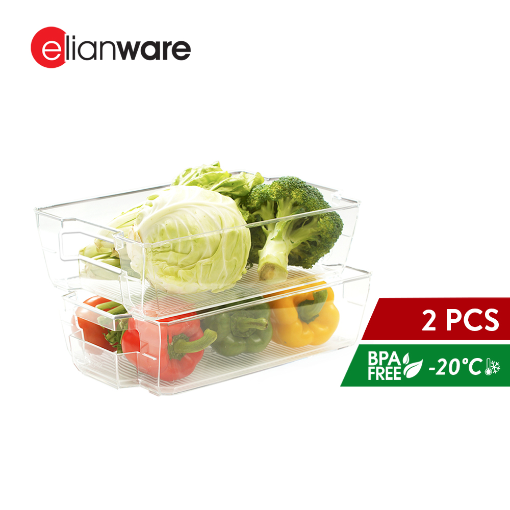 Elianware E-Concept BPA FREE Stackable Wide Drawer with Handle Fridge & Freezer Organizer (21.5cm)