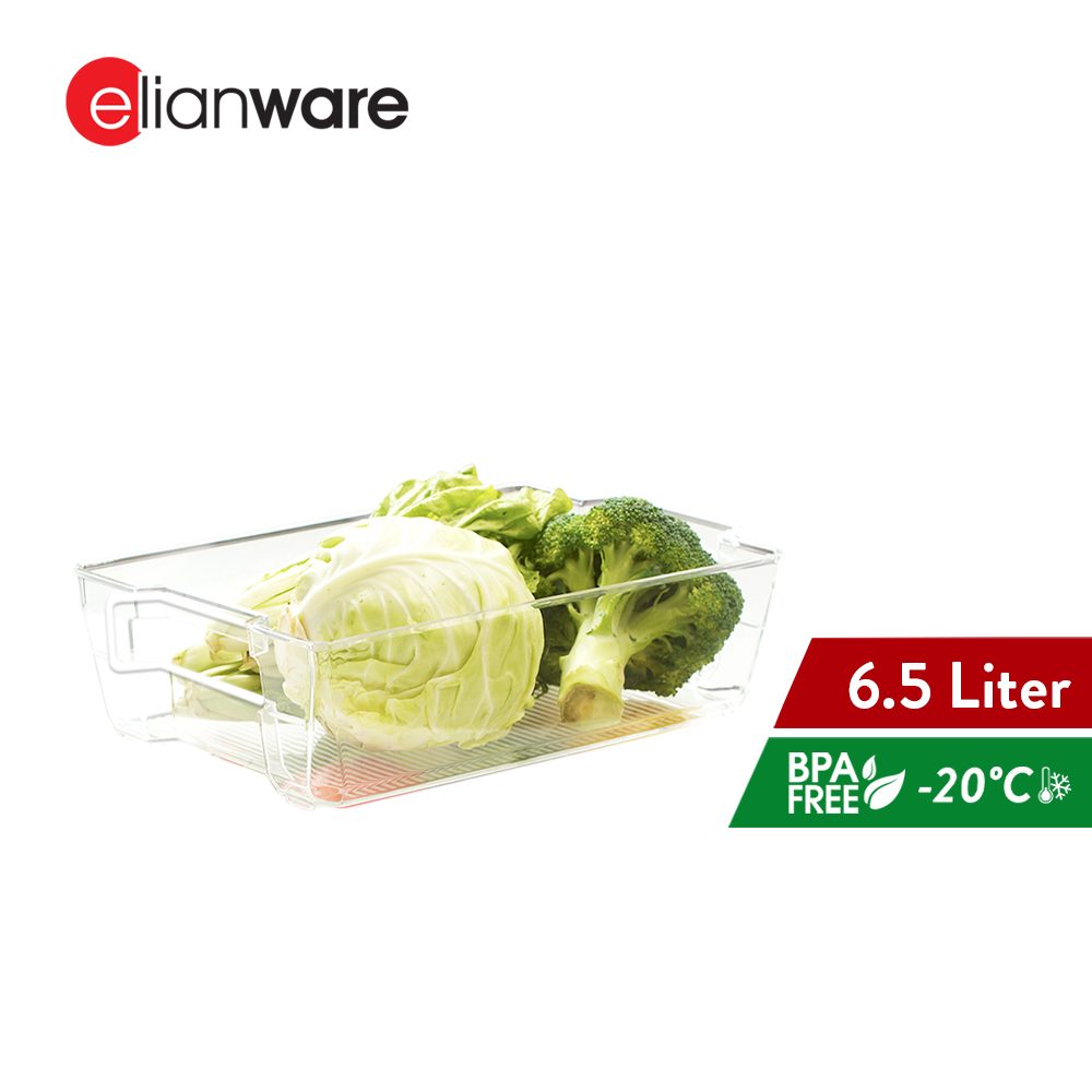 Elianware E-Concept BPA FREE Stackable Wide Drawer with Handle Fridge & Freezer Organizer (21.5cm)