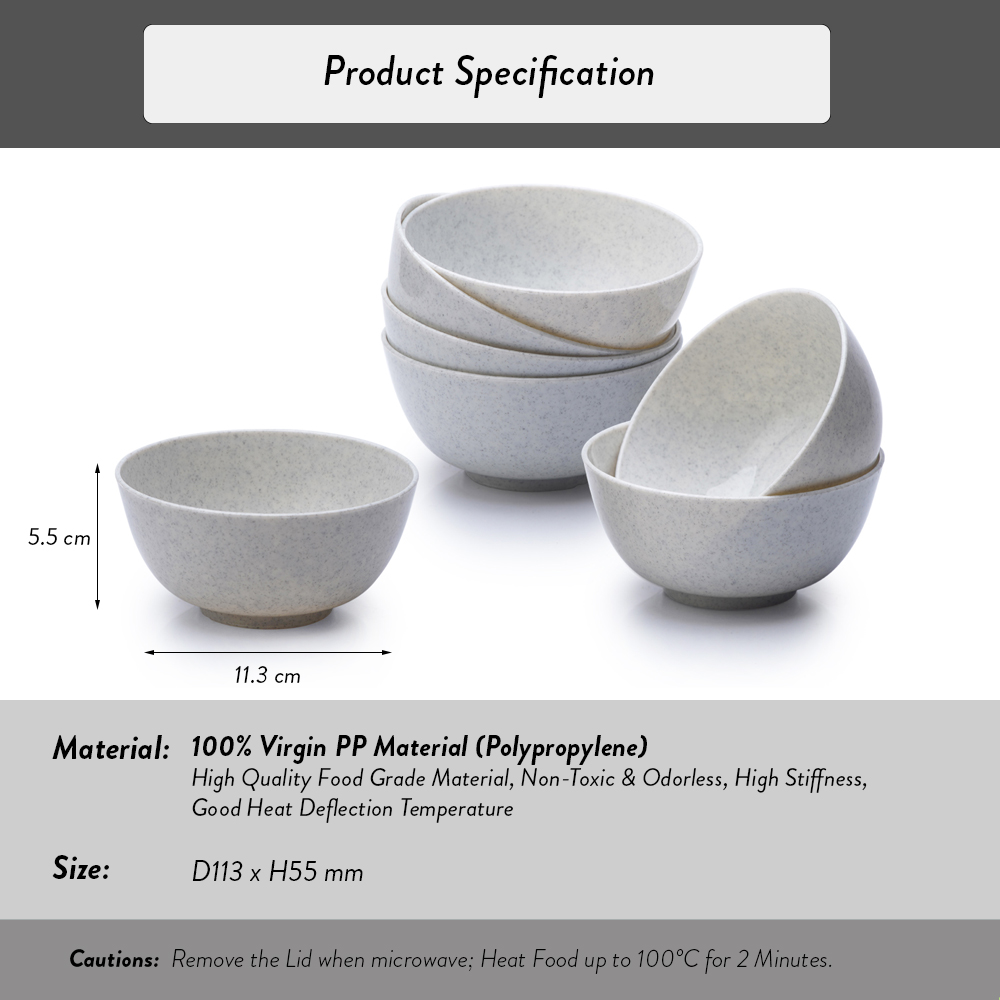 Elianware 4.5” Marble Dining Bowl (6 Pcs Set) Small Soup Mangkuk Bowl