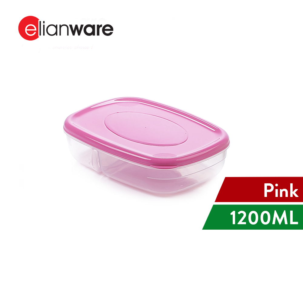 Elianware 2 Compartments Divided Lunch Box Container Reheatable Bento Lunch Box (1.2L)