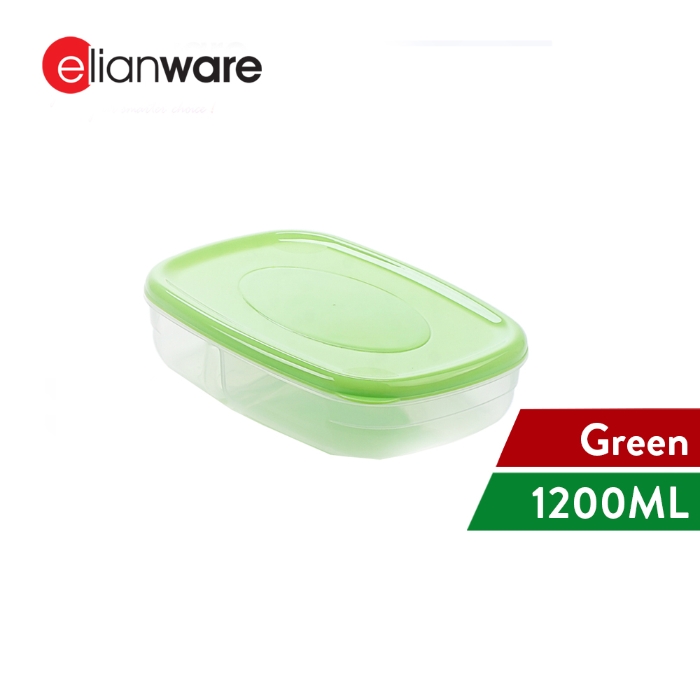 Elianware 2 Compartments Divided Lunch Box Container Reheatable Bento Lunch Box (1.2L)