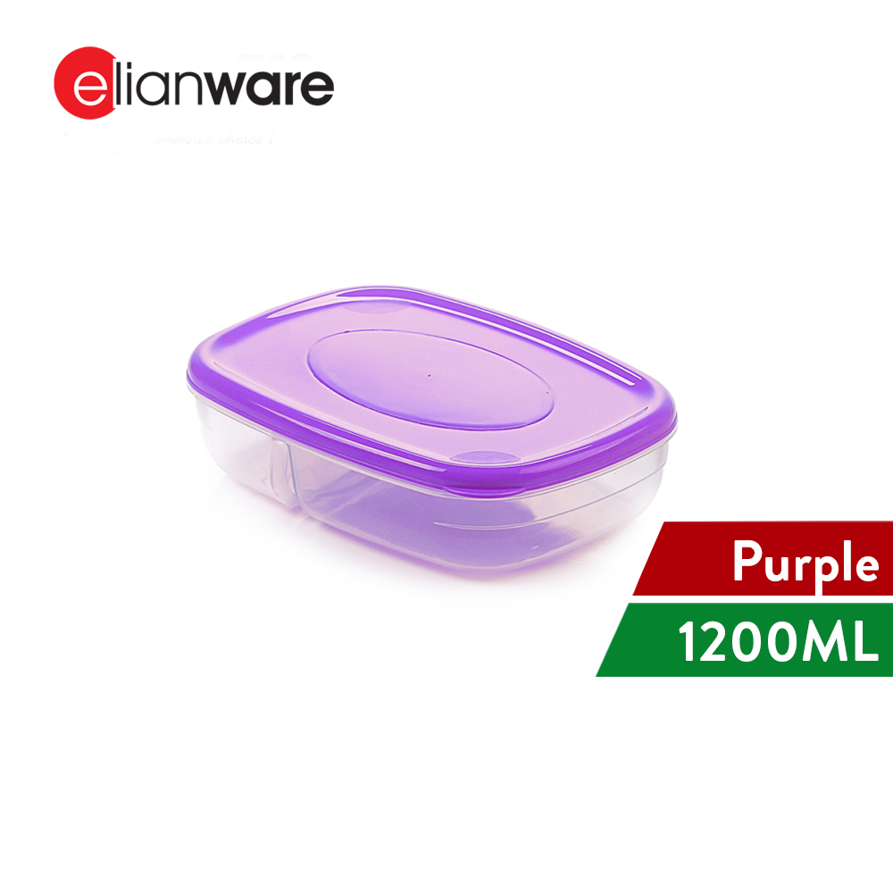 Elianware 2 Compartments Divided Lunch Box Container Reheatable Bento Lunch Box (1.2L)