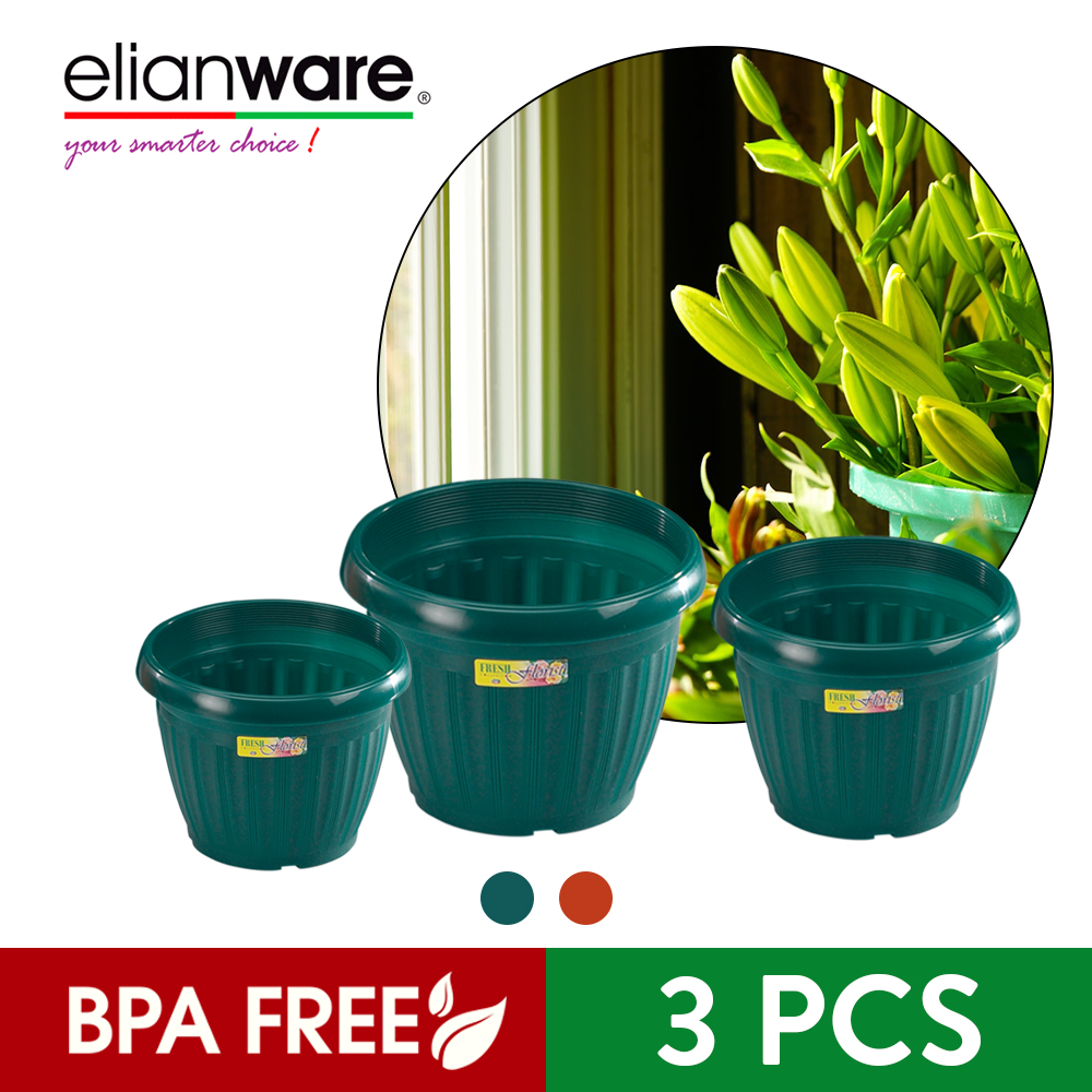 Elianware BPA Free Plastic Pasu Bunga Flower Pot (3 Pcs Set)