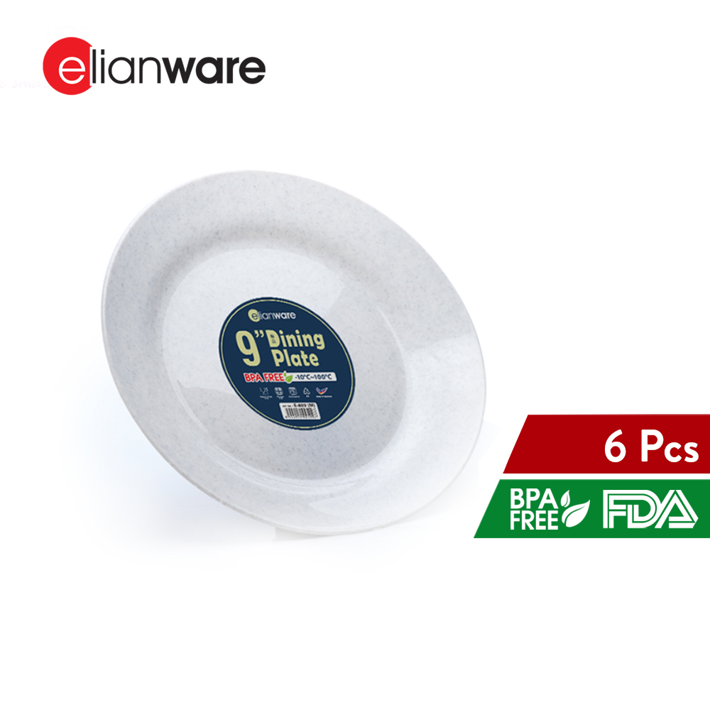 Elianware 9’' Marble (6 Pcs Set) Dining Rice Pinggan Plate