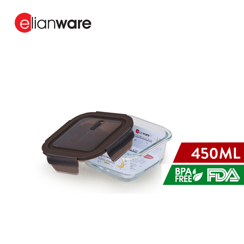 Elianware Square Airtight Borosilicate Glasslock Keeper Multipurpose Food Storage Lunch Box