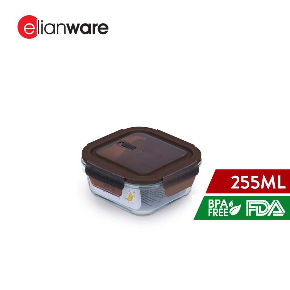Elianware Square Airtight Borosilicate Glasslock Keeper Multipurpose Food Storage Lunch Box