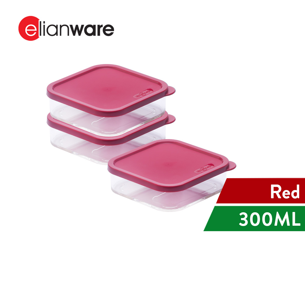 Elianware E-Concept (300ml) Square Acrylic BPA FREE Microwavable Kitchen Fridge Freezer Organizer