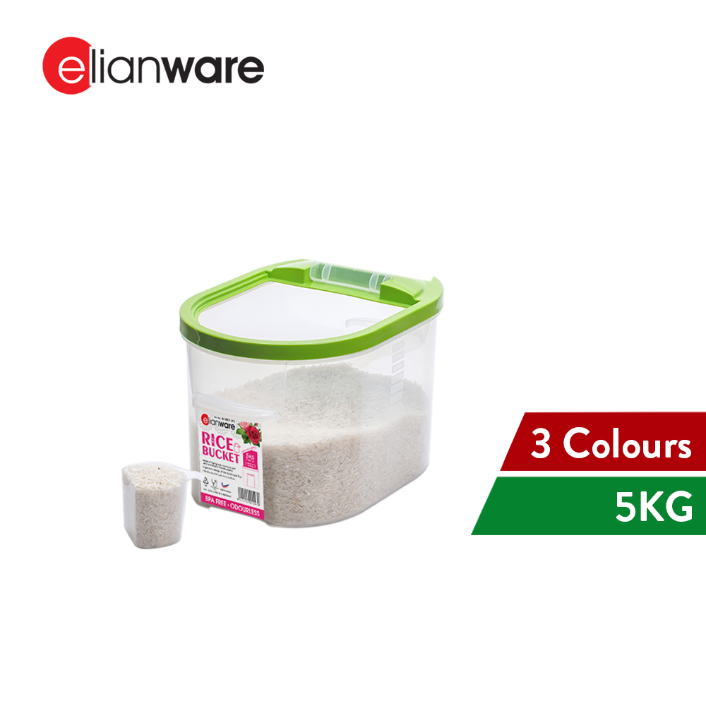 Elianware Space-Saving Bekas Beras Rice Dispenser Storage (5kg)