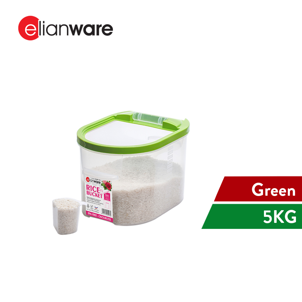 Elianware Space-Saving Bekas Beras Rice Dispenser Storage (5kg)