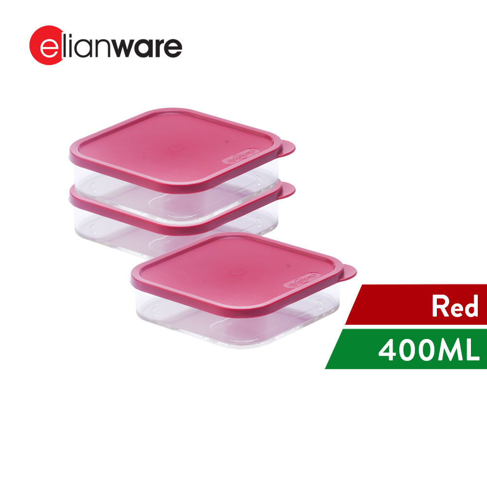 Elianware E-Concept (400ml) Square Acrylic BPA FREE Microwavable Kitchen Fridge Freezer Organizer