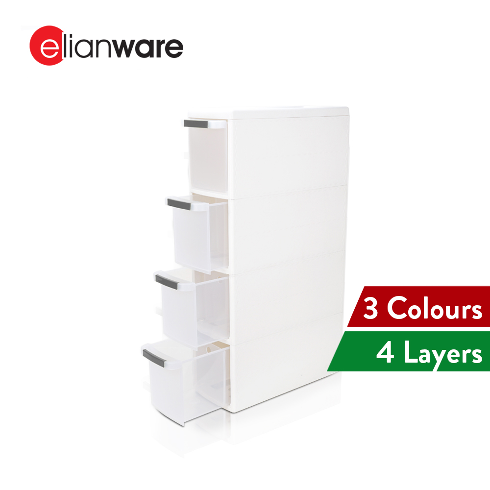 Elianware Multipurpose 4 Tier Narrow Space Furniture Organization Storage Cabinets Drawer