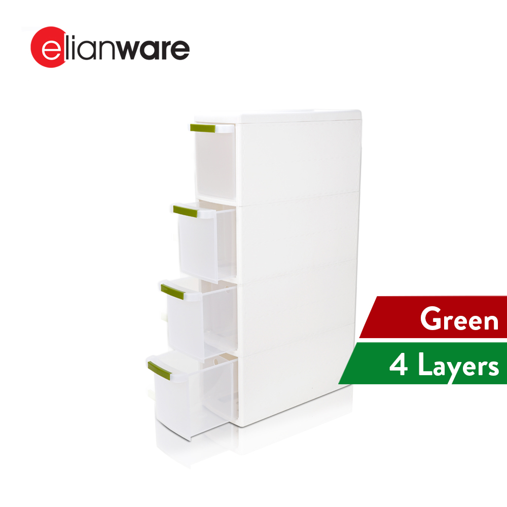 Elianware Multipurpose 4 Tier Narrow Space Furniture Organization Storage Cabinets Drawer