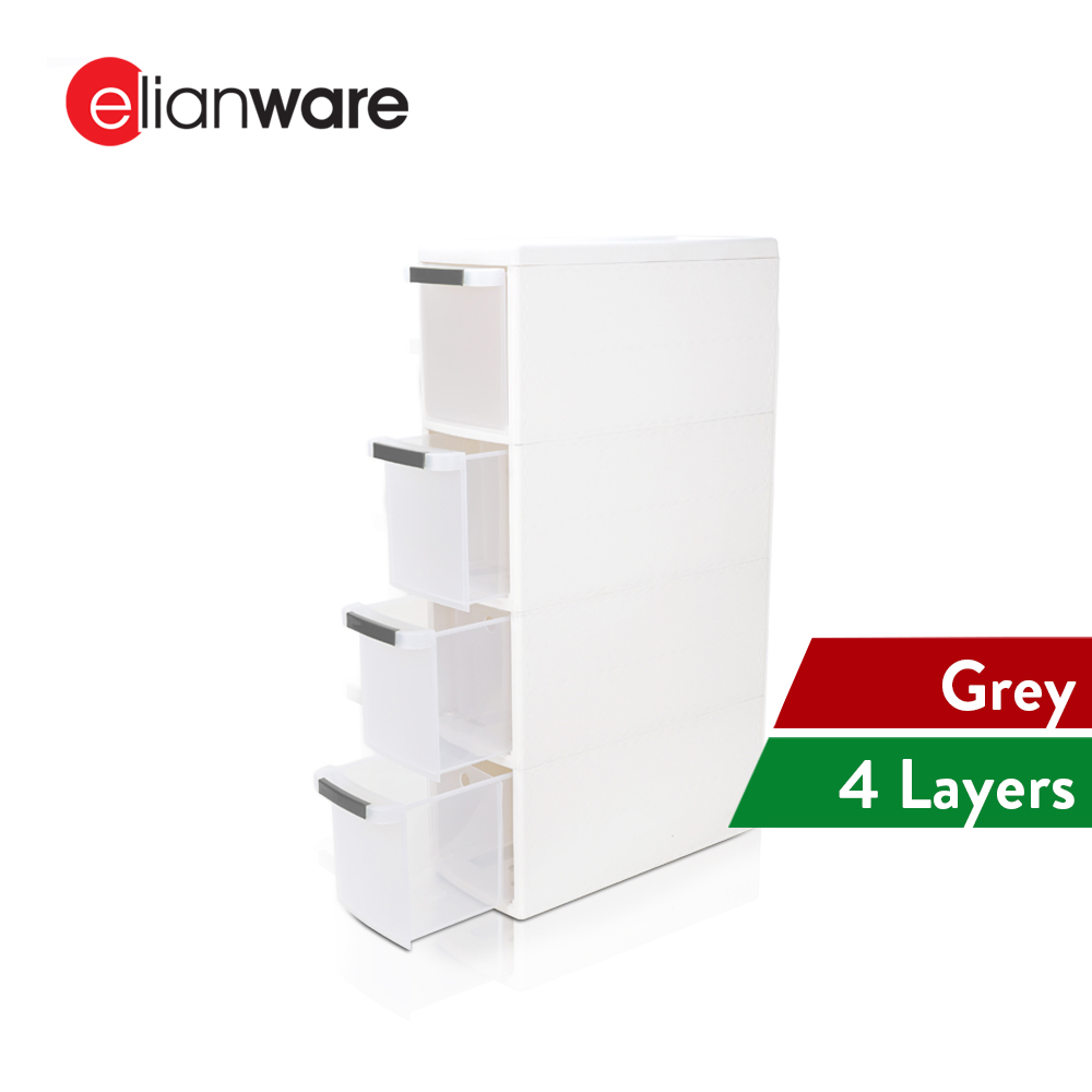 Elianware Multipurpose 4 Tier Narrow Space Furniture Organization Storage Cabinets Drawer