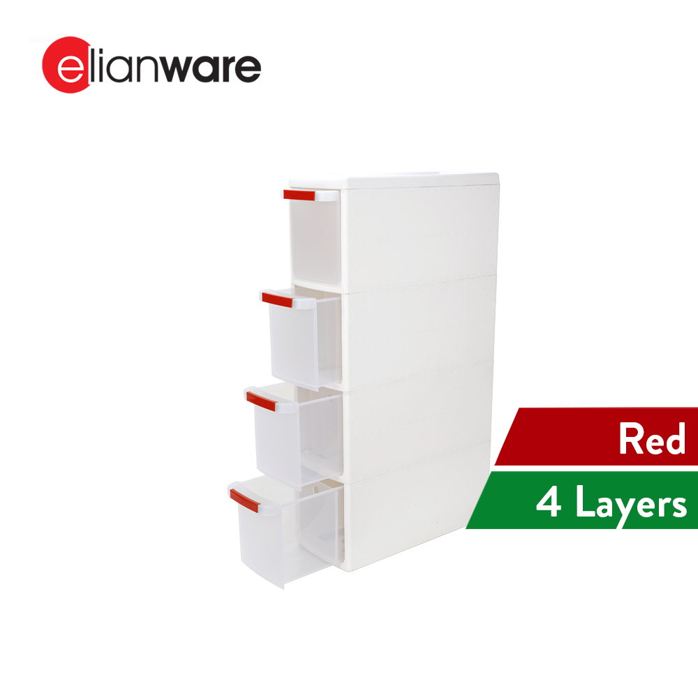 Elianware Multipurpose 4 Tier Narrow Space Furniture Organization Storage Cabinets Drawer