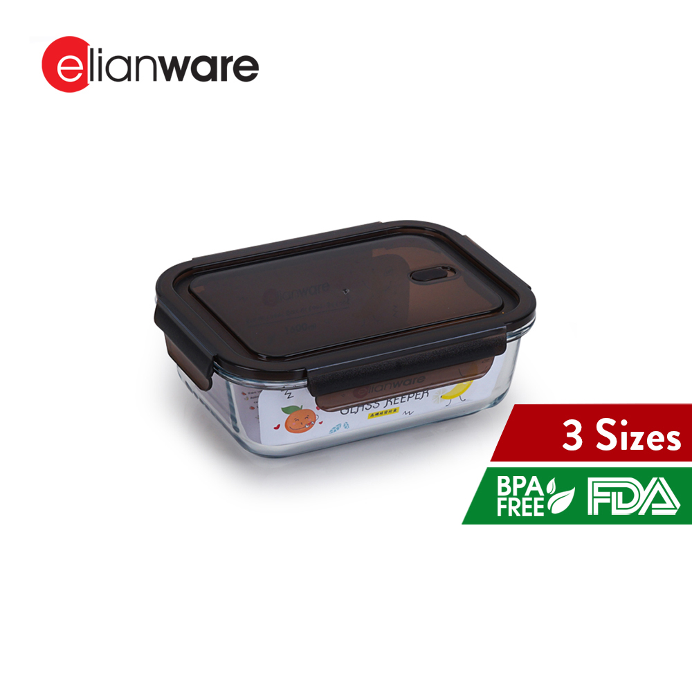 Elianware Rectangular Airtight Borosilicate Glasslock Keeper Multipurpose Food Storage Lunch Box